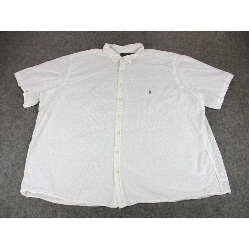 Polo Ralph Lauren Shirt Mens 4XB White RL Untucked Seersucker Button Down Pony